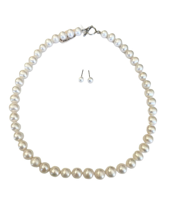 Fresh Water Pearl Necklace and Earring Set
