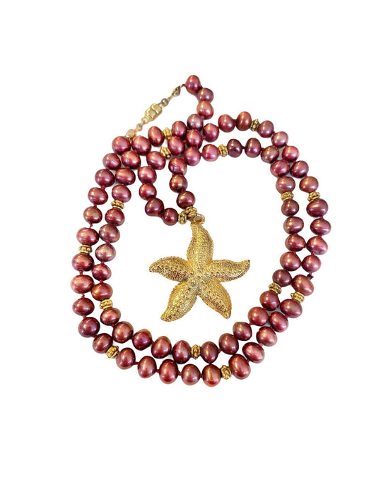 Pink Fresh Water Pearls with Gold Filled Starfish