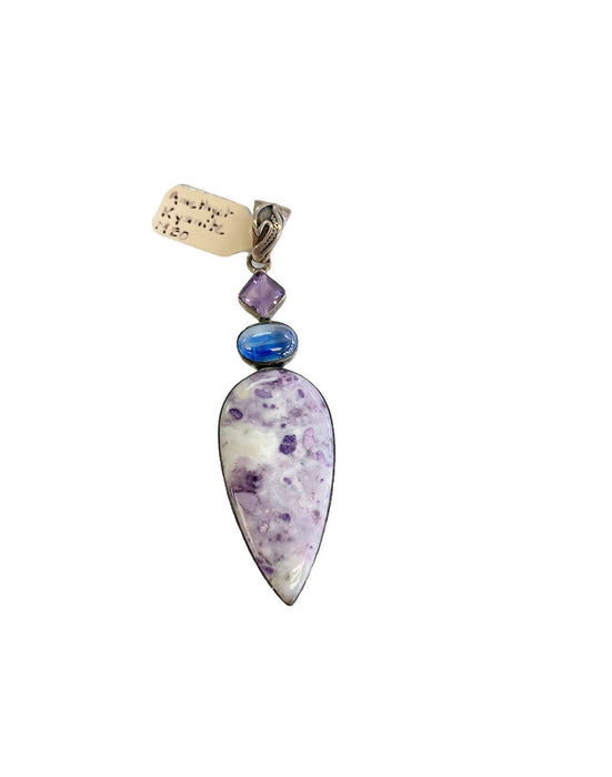 Amethyst, Kyanite, and MEO in Sterling Pendant