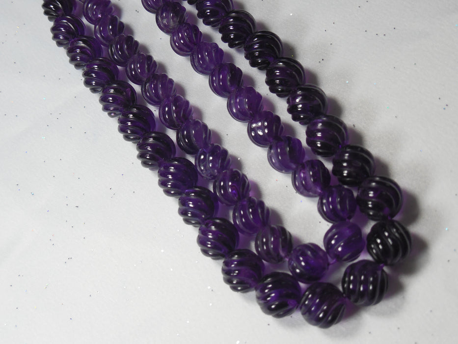 Carved Amethyst Beads Strands
