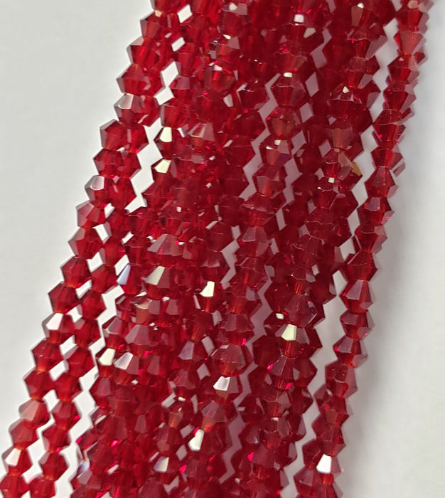 4MM BICONE CRYSTAL STRAND 17" - DEEP RED