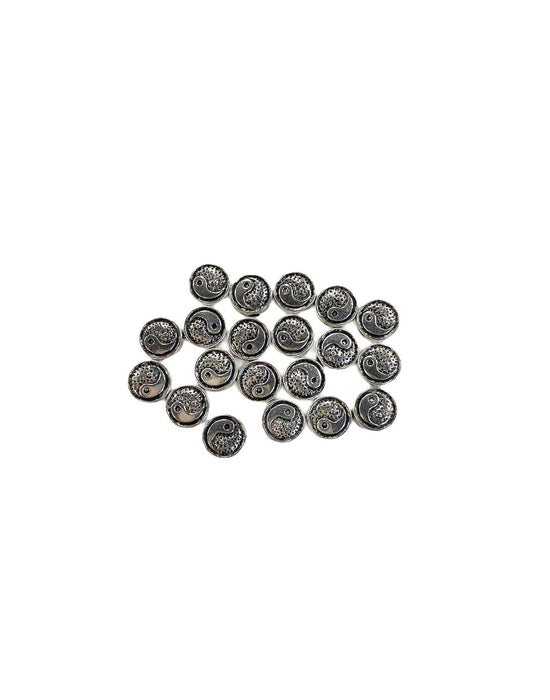 YING YANG - DOUBLE SIDED PEWTER SPACER BEAD 20PCS