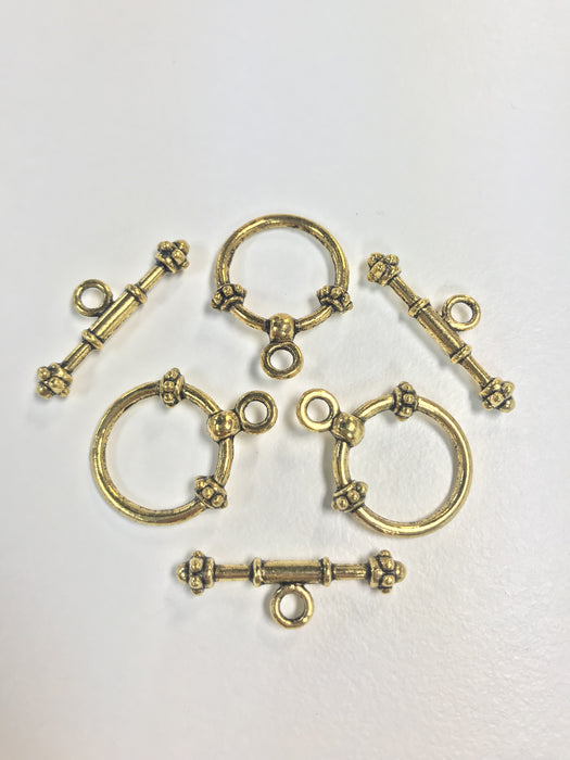 Pewter Goldtone Bali Style Toggles 29x19mm