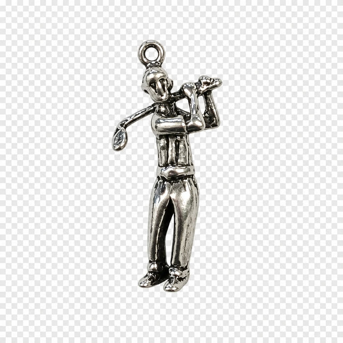 Sterling Silver Charm, Golfer 3D