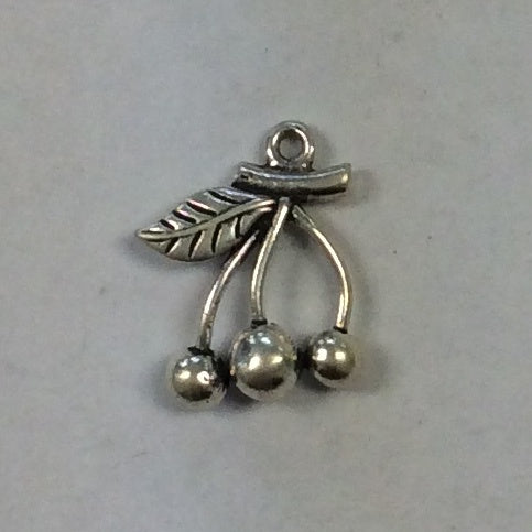 Sterling Silver Charm, Cherries 3D