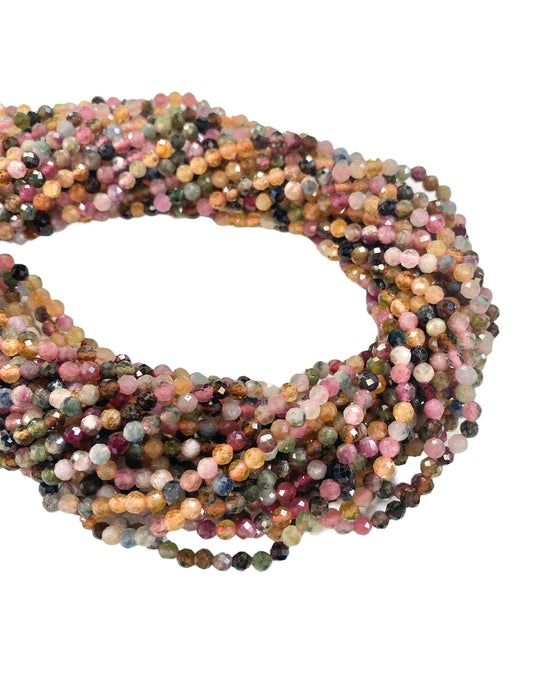 3mm Microfaceted Multi-colour Tourmaline Bead Strand 16"