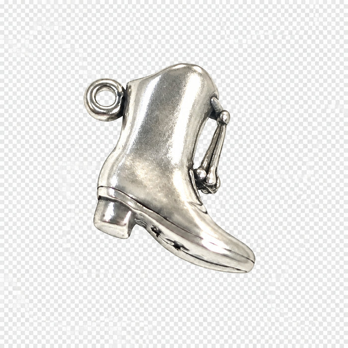 Sterling Silver Charm, Cowboy Boot with Tassel 3D