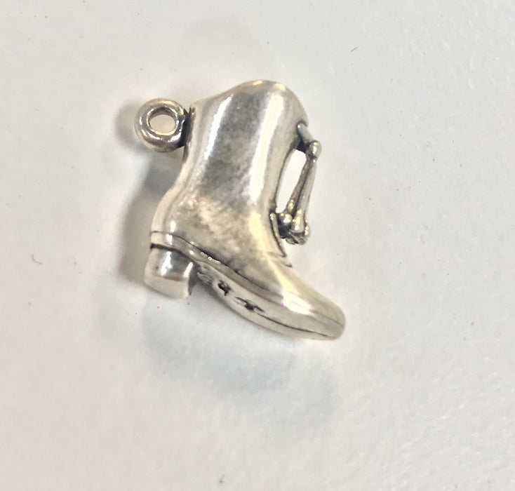 Sterling Silver Charm, Cowboy Boot with Tassel 3D