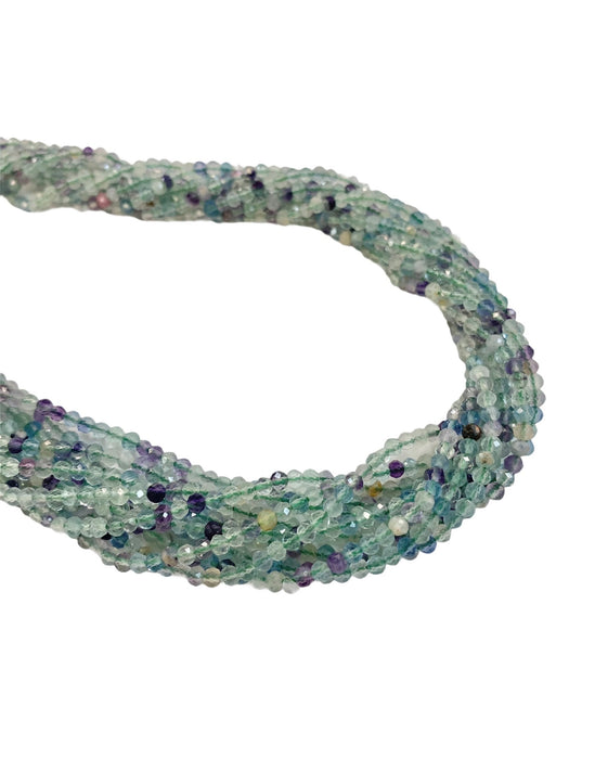 FLUORITE 3mm Microfaceted Bead Strand 16"