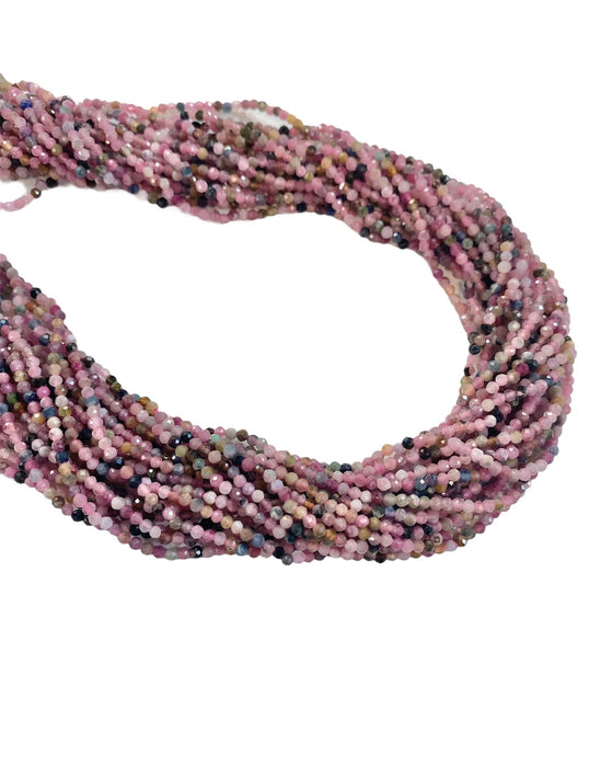 TOURMALINE 2mm Multi-Coloured Microfaceted Bead Strand 16"
