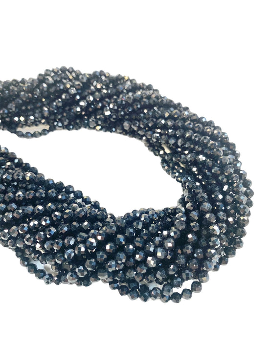 4mm Microfaceted Black Spinel Bead Strand 16"
