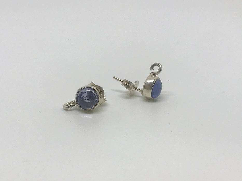 Sterling Earring Posts with 5mm Iolite 1 pair