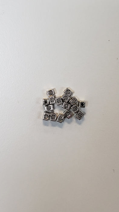 Pewter Spacer Beads Cubes with Daisy Motif