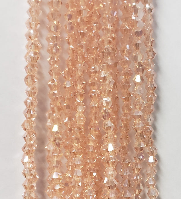 4MM BICONE CRYSTAL STRAND 17" - PALE PEACH