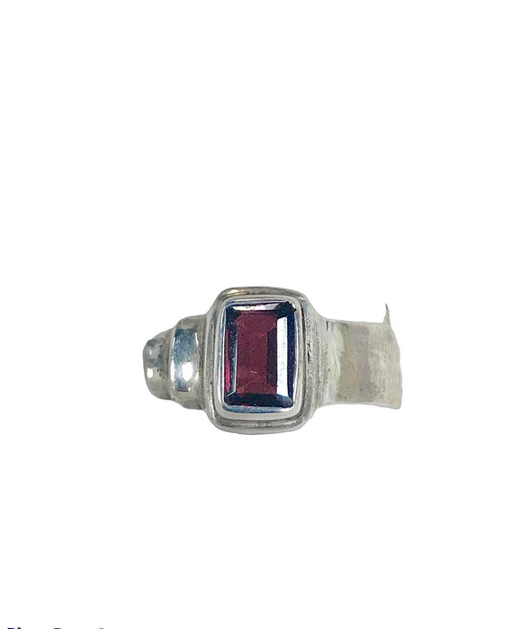 Faceted Red Garnet Sterling Silver Ring