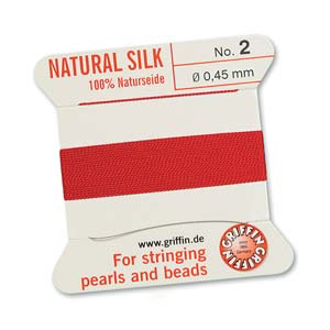 Griffin Silk Size No.2 Red 2 Meters with Needle