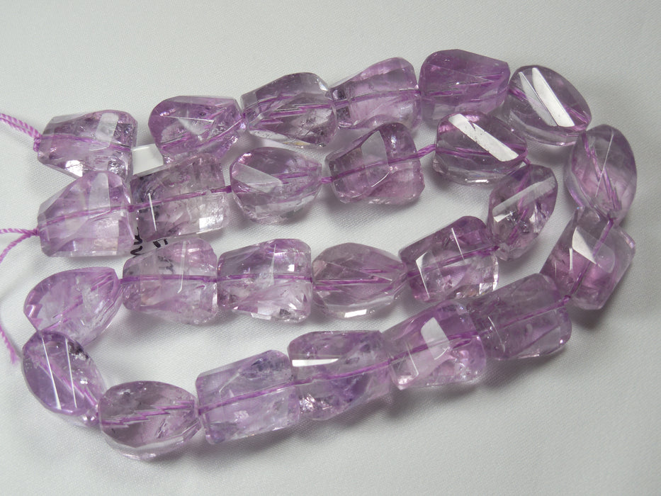Rectangular Faceted Pink Amethyst Strand