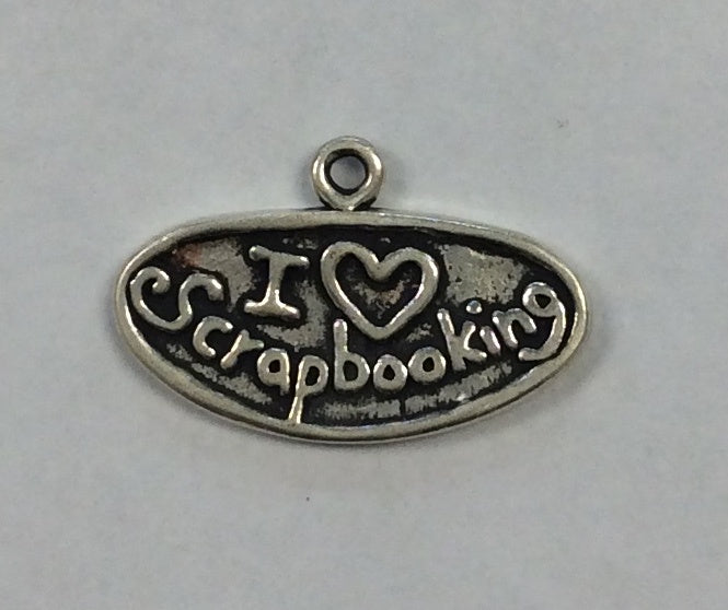 Sterling Silver Charm, I Love Scrapbooking