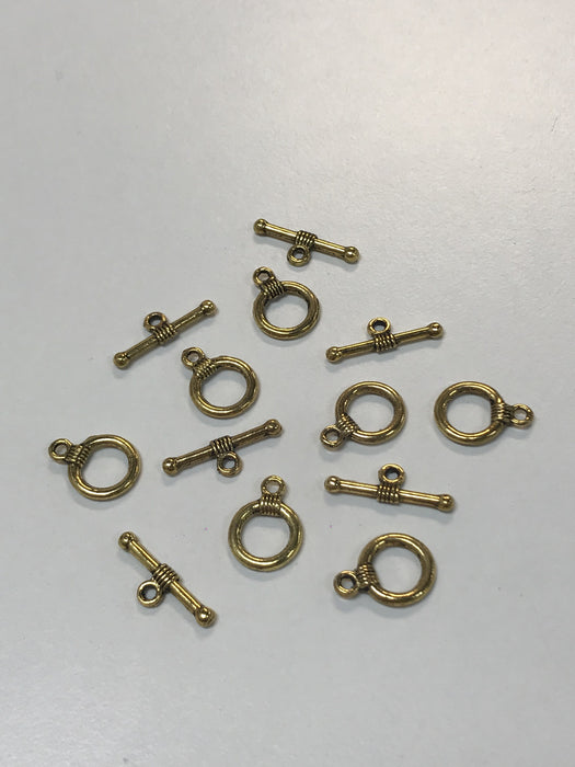 Pewter Gold Toggle Clasps 12mm