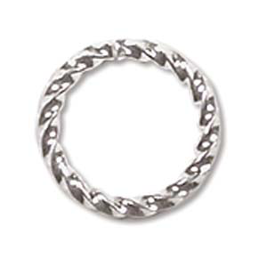 Jump Rings 10mm OD Twisted Silver Plate