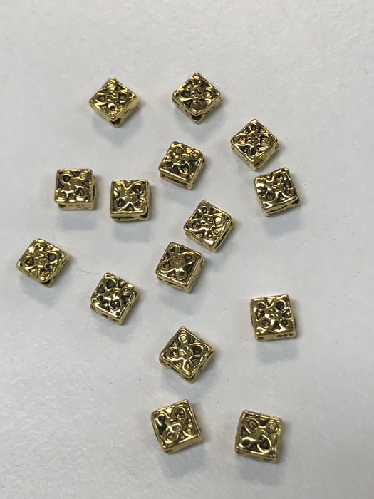 Pewter Gold Diamond Shape Beads 5mm