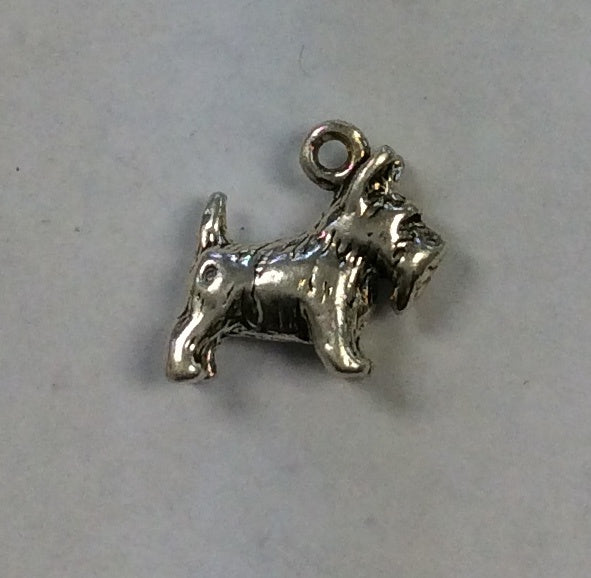 Sterling Silver Charm, Scottish Terrier Dog 3D