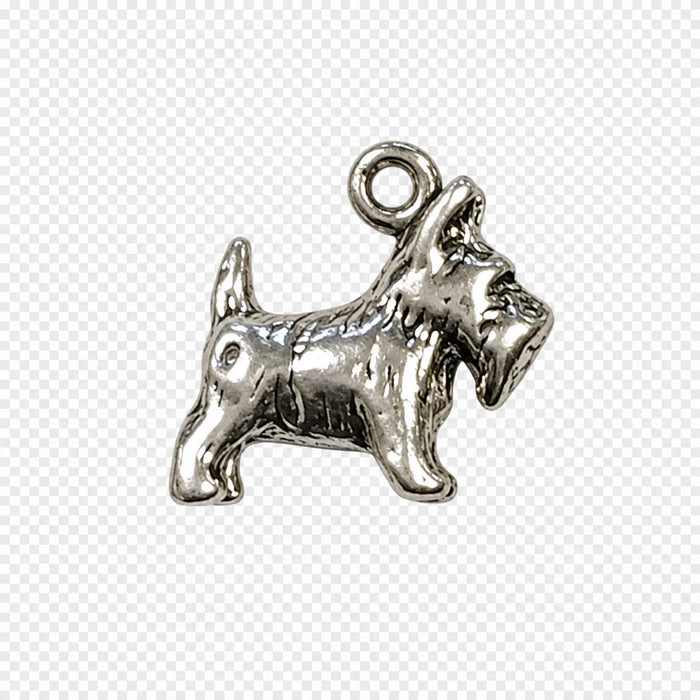 Sterling Silver Charm, Scottish Terrier Dog 3D