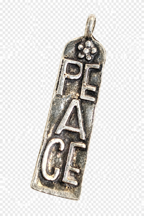 Sterling Silver Charm, Peace Tag