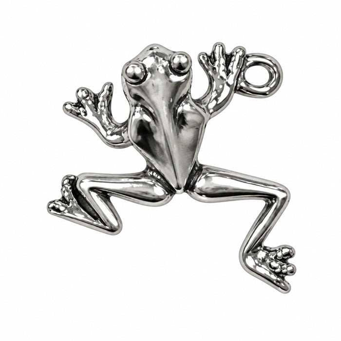 Sterling Silver Charm, Frog 3D