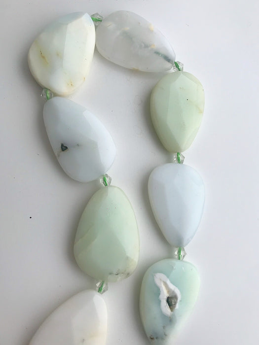 Green Opal Faceted Natural Shapes -10 Beads