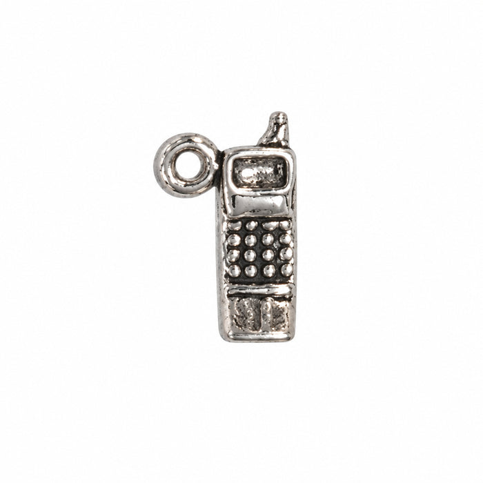 Sterling Silver Charm, Tiny Cell Phone 3D