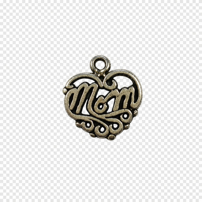 Sterling Silver Charm, Mom in Heart