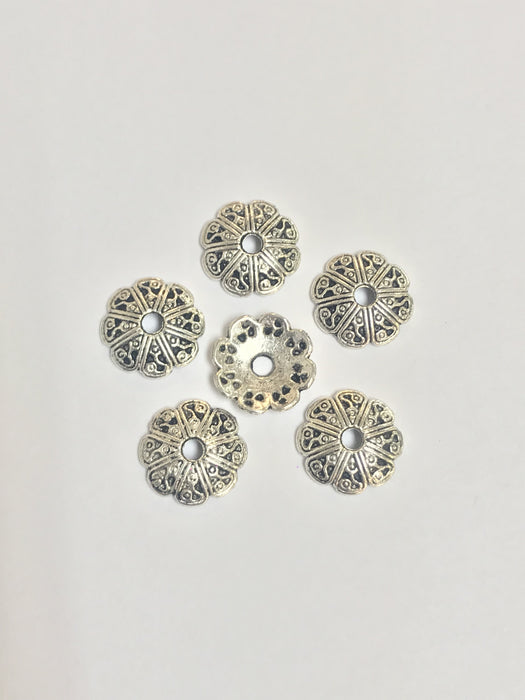 Pewter Bead Caps with Filigree