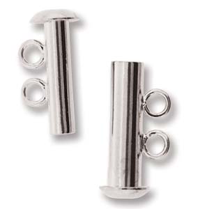 MAGNETIC CLASP TUBE 16MM with 2 Strand Silver Plated (2 sets per pkg)