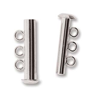 MAGNETIC CLASP TUBE 22MM with 3 Strand Silver Plated 2pc