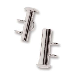 2 Strand Vertical Loop Clasp - 17mm Silver Plated 2 pcs
