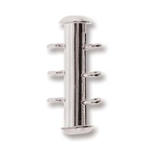 3 Strand Vertical Loop Clasp - 21mm Silver Plated 2 pcs