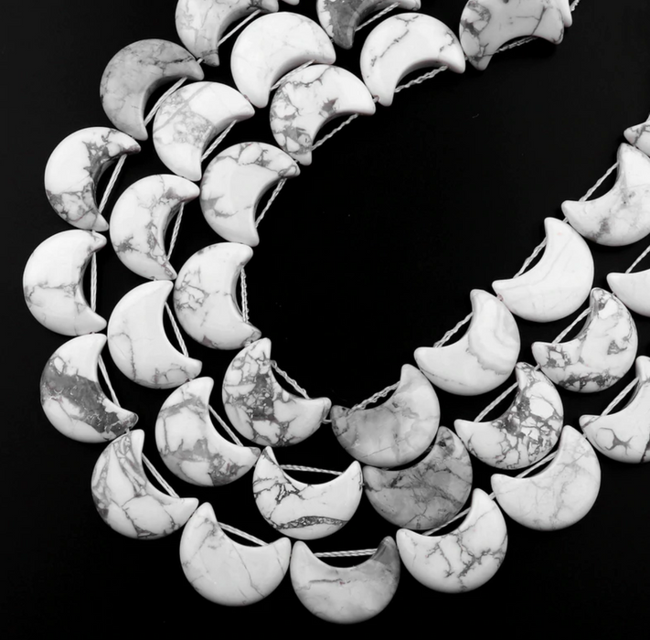 White Howlite Crecsent Moon Beads
