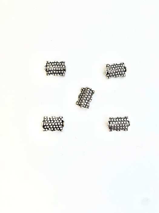 Sterling Flat Rectangle Bead with Dot Motif