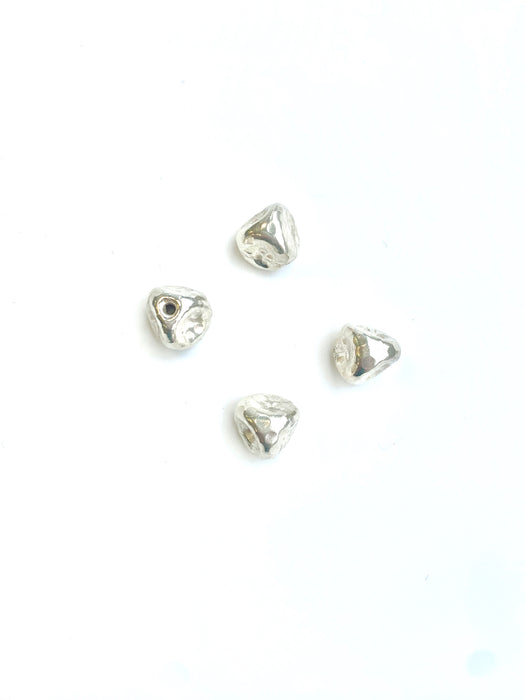 Sterling Bead Hammered & Dimpled 12mm x 13mm