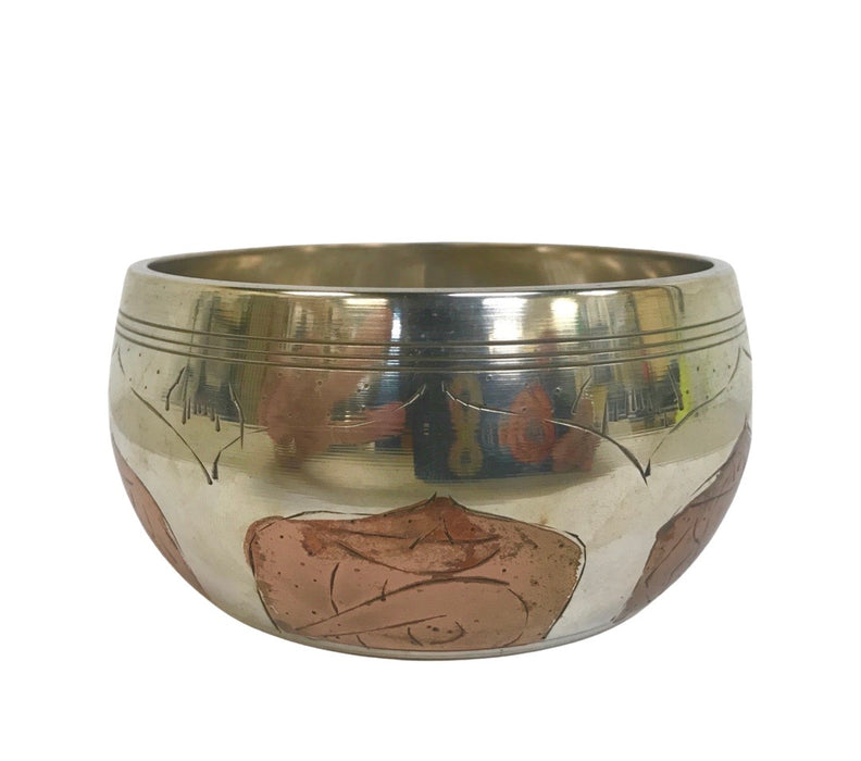 2-tone Silver White & Copper Tibetan Meditation Singing Bowl 4"