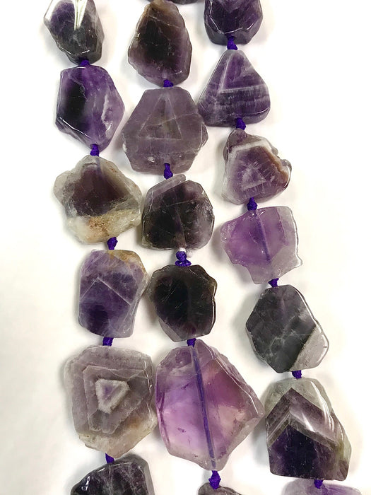 Large Natural Purple Amethyst Freeform Slice Beads