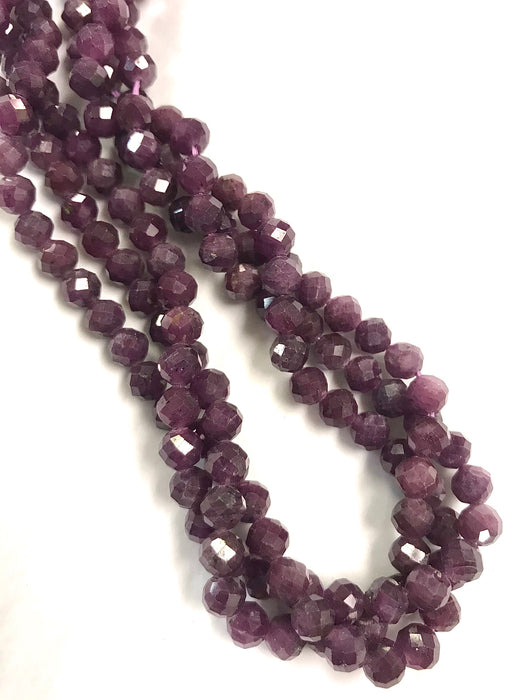 5.5-6mm AAA Real Genuine Purple Red Ruby Gemstone Faceted Beads