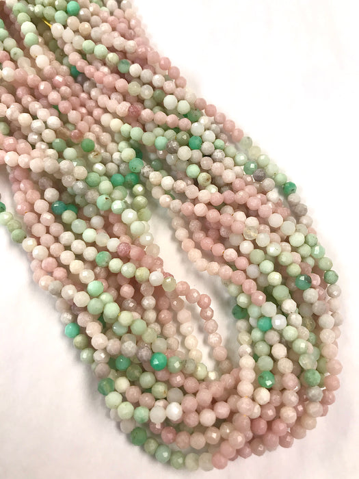 PINK OPAL/GREEN CHRYSOPRASE 4mm Micro Faceted Gemstone Round