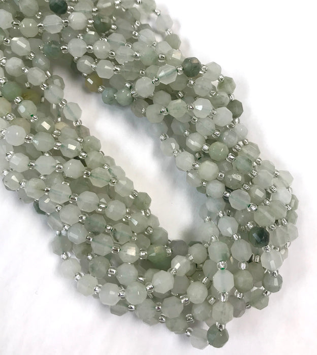 6mm Faceted Natural Ice Mountain Jade