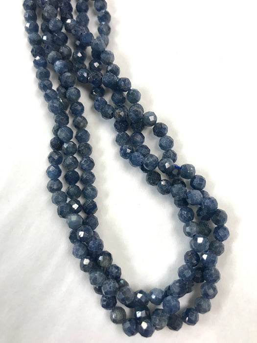 4mm Natural Burma Blue Sapphire Facted Gemstone bead Strand