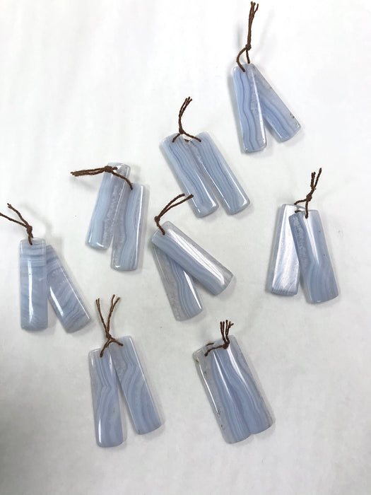 Top Drilled Blue Lace Agate Earring Pair