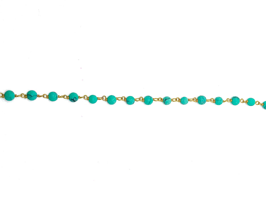 TURQUOISE HOWLITE GOLD FILLED CHAIN