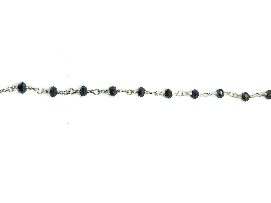 BLACK SPINEL STERLING CHAIN