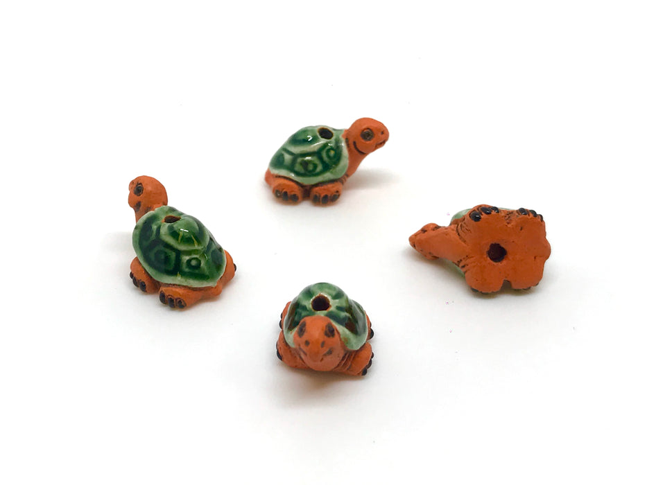 Orange Tortise Bead Handmade Ceramic